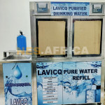 DOUBLE WATER VENDING MACHINE WITH MUNICIPAL WATER PURIFIER AND RINSING POINT